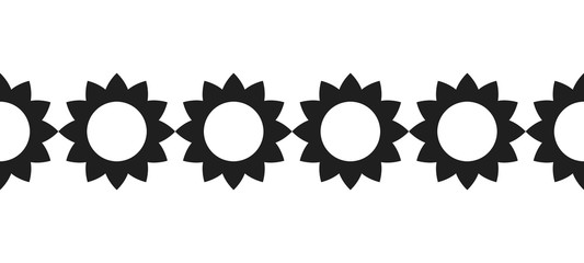 Black silhouette of flowers. Decorative border and decoration for scrapbooking. Illustration on a white background.