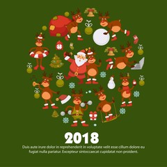 2018 poster for Christmas or New Year winter holiday.