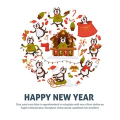 2018 Dog Year poster for Christmas or New Year winter holiday.