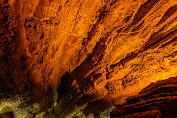 The Green Cave (Cueva de Los Verdes) is the main attraction on the island of Lanzarote. Canary Islands. Spain
