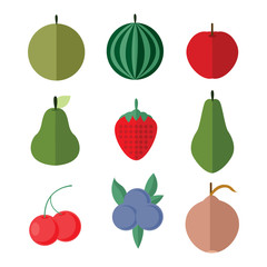 Simple Flat Fruits Vector Illustration Set