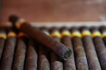 large wooden box of cigars handmade Cuban
