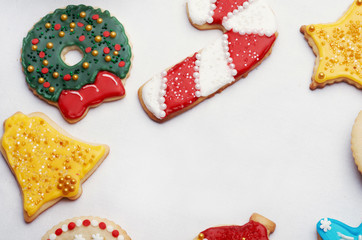 Obraz na płótnie Canvas Artfully Decorated Cut Out Christmas Cookies