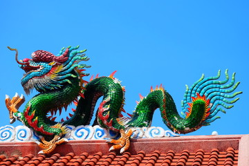 China dragon on the roof. China dragon on white background 