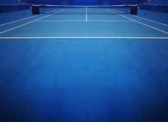 Gordijnen Blue Tennis Court Sport Background © sirikornt