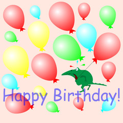 Obraz na płótnie Canvas greeting card Happy Birthday balls and crocodile