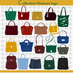 Collection of multi-colored women's bags