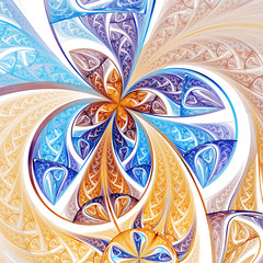 Colorful fractal flower or butterfly, digital artwork for creative graphic design