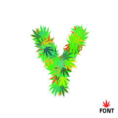 Obraz premium Cannabis letter Y from marijuana leaves lettering alphabet vector illustration