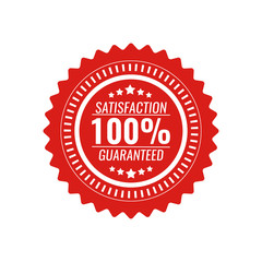 satisfaction guaranteed red circle seal stamp on white background. Illustration for design