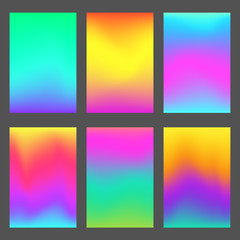 Fototapeta premium Modern gradients smartphone screen backgrounds. Set of soft, deep, bright gradiented wallpaper for mobile apps, screen design