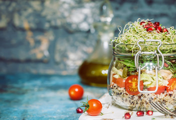 Healthy Salad in a glass jar