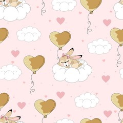 Seamless pattern with romantic bunnies. valentine's day. Vector illustration.
