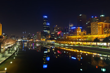 Fototapeta na wymiar Downtown of Melbourne at night