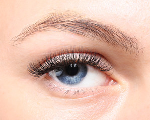 Female eye with long eyelashes