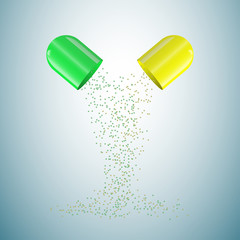 the capsule is disassembled to pour the powder