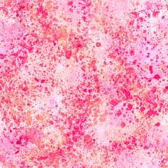 Abstract pink seamless pattern with watercolor splashes