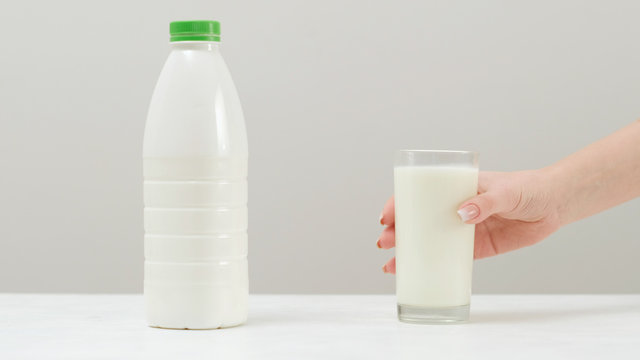 Natural lactose milk product. Calcium vitamin D healthy drink. Organic nutrition