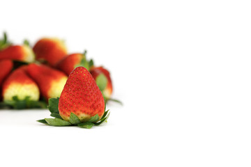 Strawberry on white background isolated with copy space