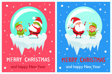 Postcard Merry Christmas Happy New Year Santa Elf