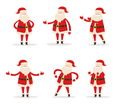 Set of Santa Clauses in Different Pose Vector Icon