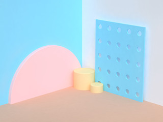 pink blue wall abstract 3d rendering background