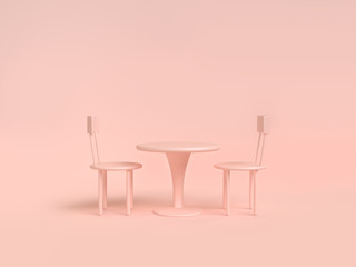 chair table soft pink-cream background 3d rendering