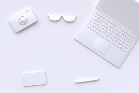blank space laptop abstract white scene 3d rendering technology