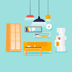 Fototapeta premium Interior sofa stuff. Flat design vector illustration.