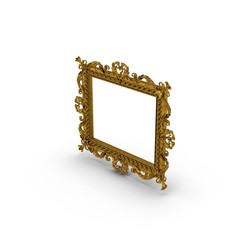 Antique golden frame isolated on white. 3D illustration