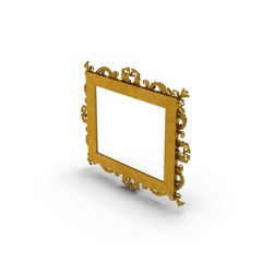 Baroque Picture Frame on white. Rear view. 3D illustration