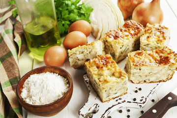 Pie with cabbage and eggs