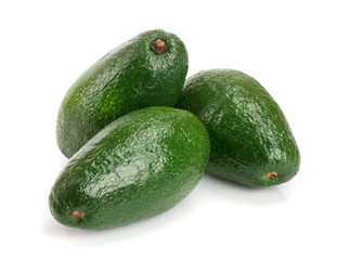 whole avocado isolated on white background close-up