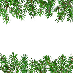 Naklejka na ściany i meble Background with realistic green fir tree branch. Christmas, New Year symbol.