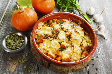 Chicken baked with pumpkin