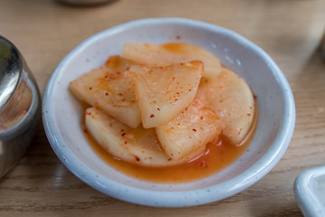 Korean traditional side dish Radish kimchi