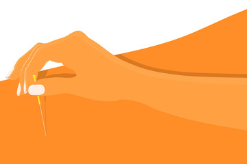illustration of acupuncture. hand and needle for acupuncture
