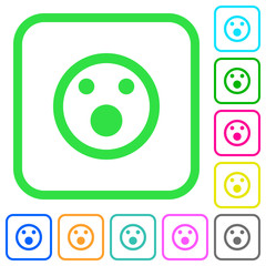 Shocked emoticon vivid colored flat icons icons