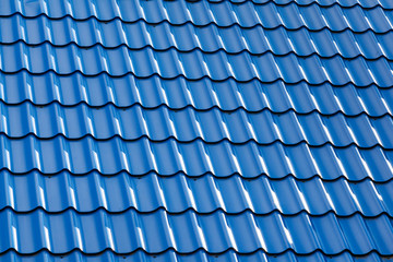 Fototapeta premium Metal roof of the blue color