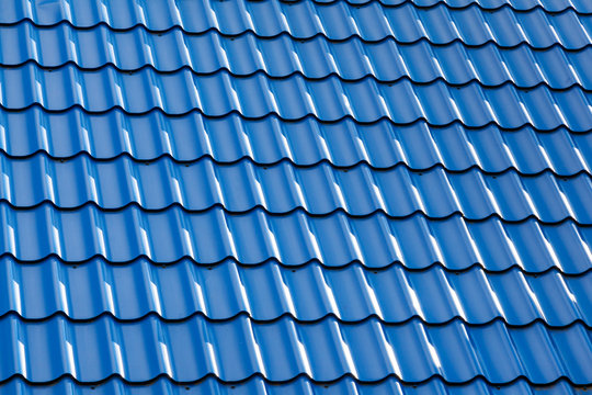 Metal roof of the blue color