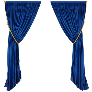 Blue Theatre Curtain Isolated