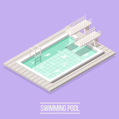 Fototapeta premium Swimming Pool Isometric Composition