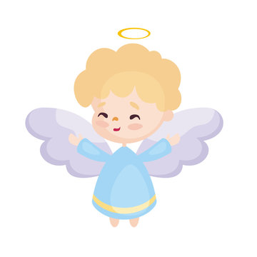 Colorful image of a pretty little angel. Vector illustration on a white background.