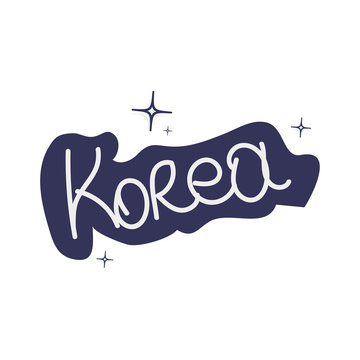 Handwriting imitation vector illustration: word Korea.