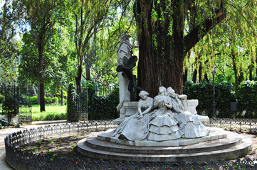 Beautiful monument dedicated to poet Gustavo Adolfo Becquer located in the north of the Maria Luisa...
