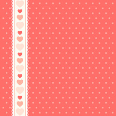 Cute primitive retro background with hearts