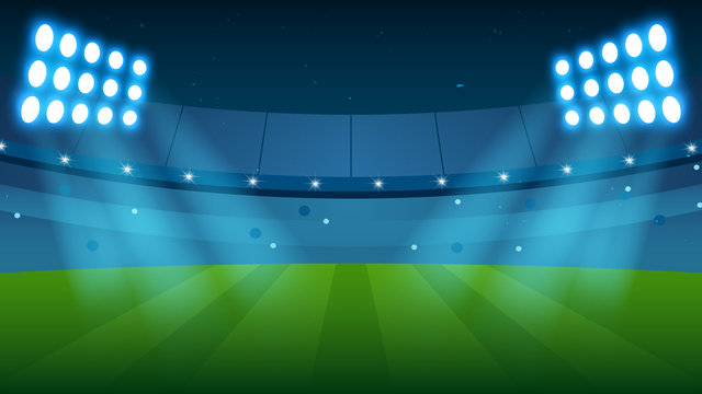 Sports stadium vector illustration, Arena field with stadium lights