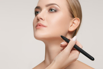 Fototapeta premium Beautiful young woman before plastic surgery operation.
