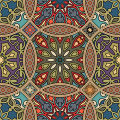 Seamless pattern. Vintage decorative elements. Hand drawn background. Islam, Arabic, Indian, ottoman motifs. Perfect for printing on fabric or paper.
