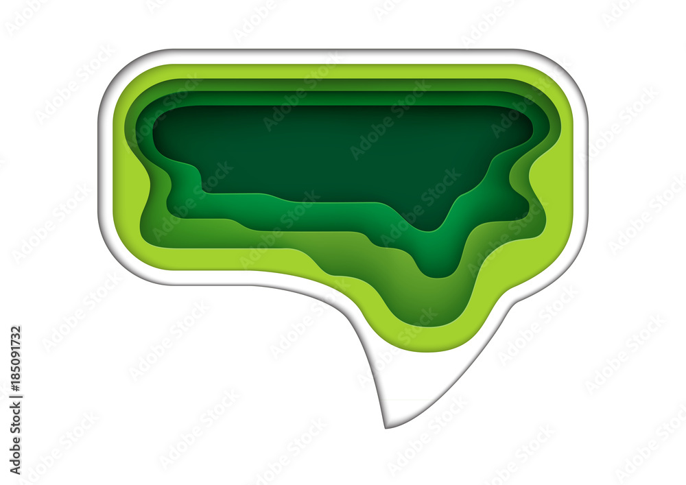 Poster green abstract speech bubble.for eco friendly and environment conservation concept of paper art styl